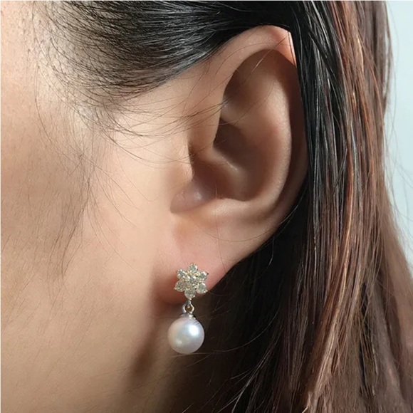 Crystal and Pearl Silver Earrings NEW - Picture 6 of 10